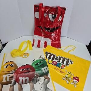 Lot of 3 Rare M&M'S Collection Carry / Tote Bag /gift bag  Yellow,  Red